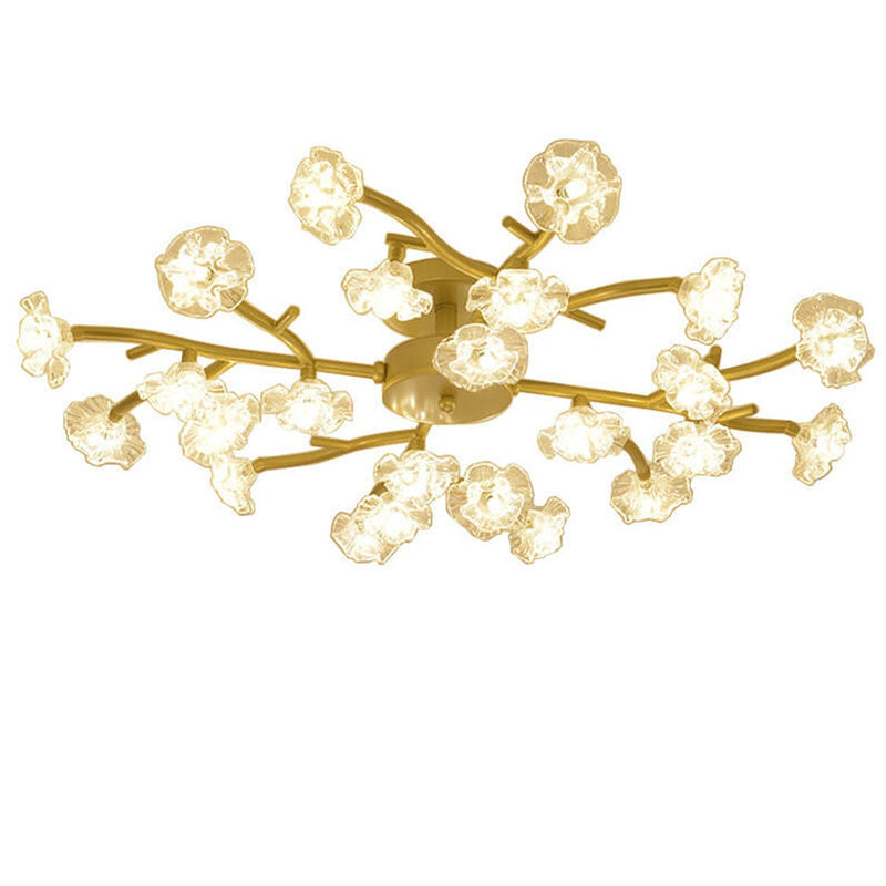 Nordic Creative Plum Blossom Tree Branch LED Semi-Flush Mount Ceiling Light