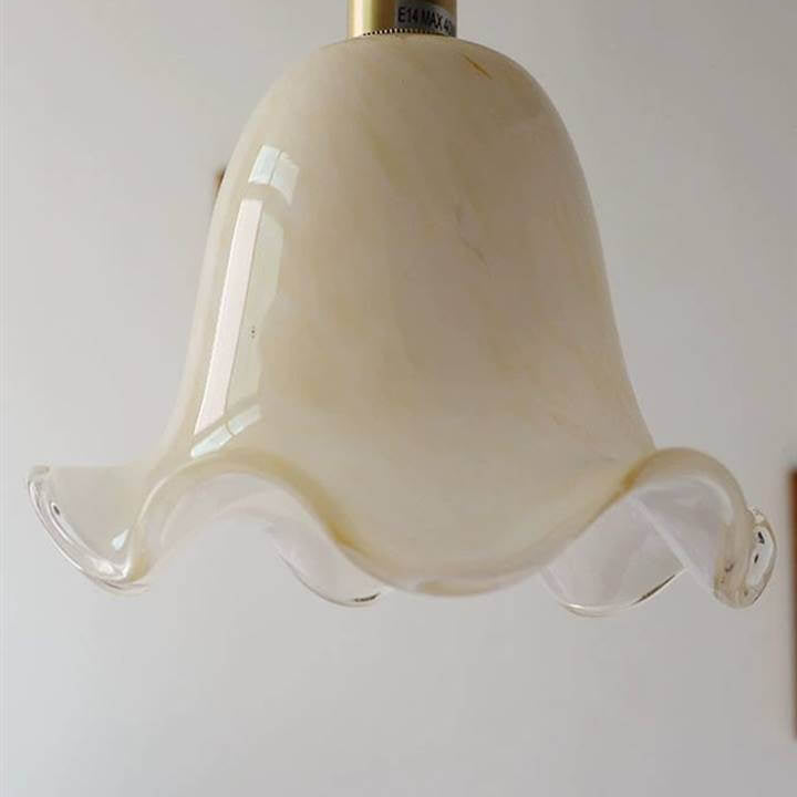 Vintage Creative Flowers Brass Glass 1-Light Pendant Light
