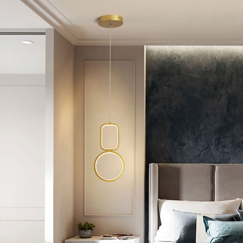 Nordic Minimalist Iron Geometric Ring LED Pendant Light