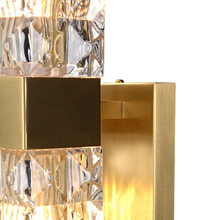 Moderne Luxus rechteckige Halbzylinder Kupfer Glas 2/3 Licht Wandleuchte 