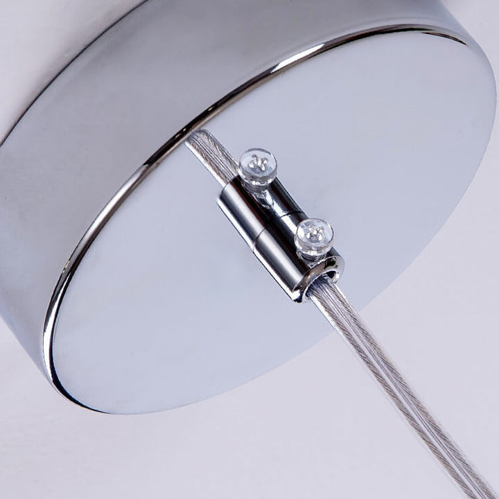 Modern Minimalist Gradient Iron Glass Orb Chrome Ring 1-Light Pendant Light for Living Room