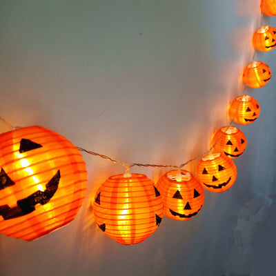 Lanterne Citrouille d'Halloween Guirlande Lumineuse LED Décorative Étanche pour Extérieur 