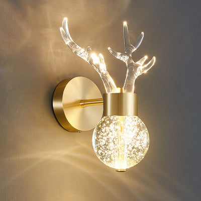 Nordic Luxury Antler Bubble Crystal LED Wall Sconce Lamp