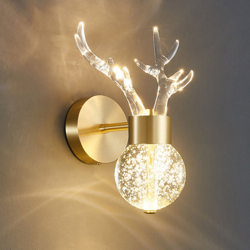 Nordic Luxury Antler Bubble Crystal LED Wall Sconce Lamp