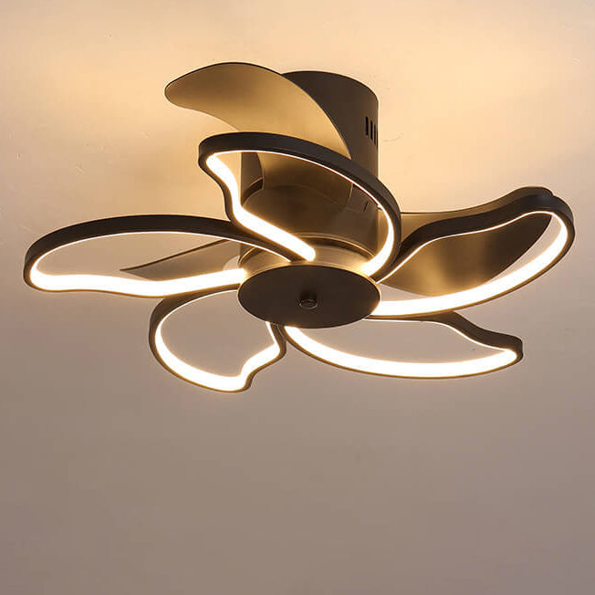 Nordic Minimalist Petal Shaped LED Semi-Flush Mount Ceiling Fan Light