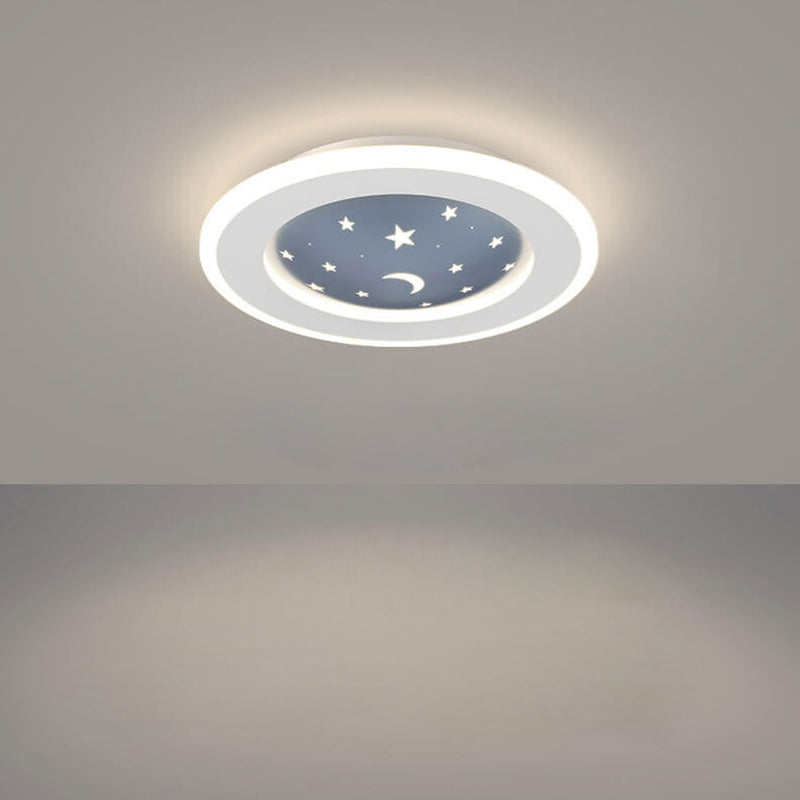 Nordic Minimalist Starry Sky Square Round Wrought Iron Aluminum LED Flush Mount Ceiling Light