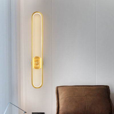 Nordic Light Luxury Full Brass Long Ring LED Wall Sconce Lamp