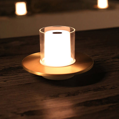 Lampe de Table Moderne à Bougie LED Cylindrique de Luxe Léger 