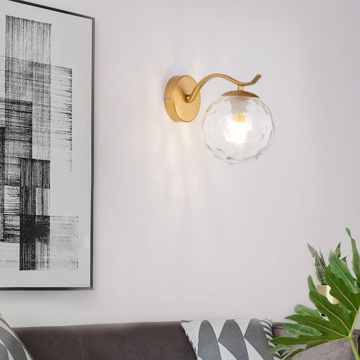 Lámpara de Aplique de Pared de 1 Luz con Pantalla Esférica de Vidrio y Soporte de Hierro de Lujo 