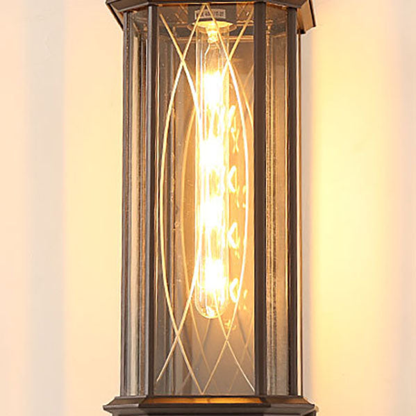 Outdoor Vintage Chinese Transparent Cage 1-Light Waterproof Wall Sconce Lamp