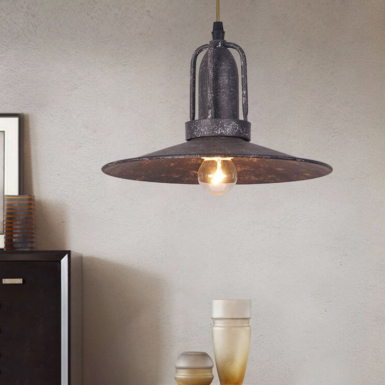 Contemporary Industrial Pot Lid Iron Antique 1-Light Pendant Light For Living Room