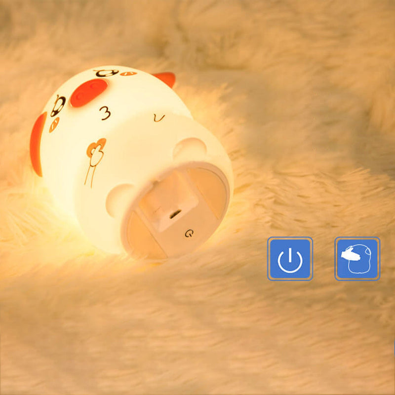 Creative Cartoon Funny Piggy Pat Silicone LED Night Light Table Lamp
