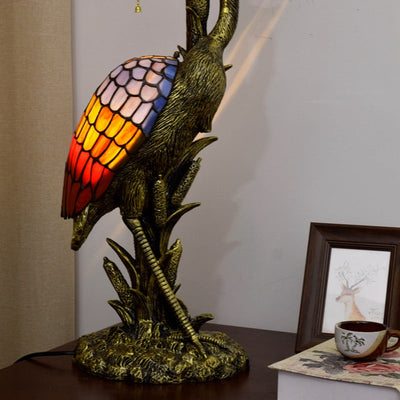 Lampe de table Tiffany en verre teinté à 3 lumières, luxe léger rétro européen, grue féminine 