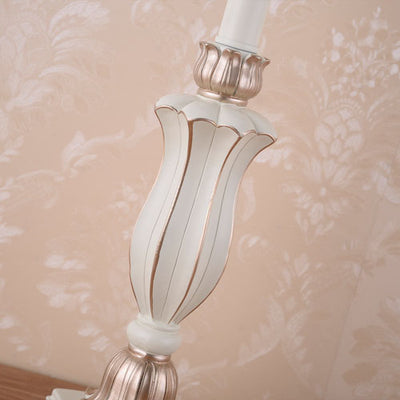 Lampe de table à 1 lumière en résine à pampilles en tissu de luxe européen 