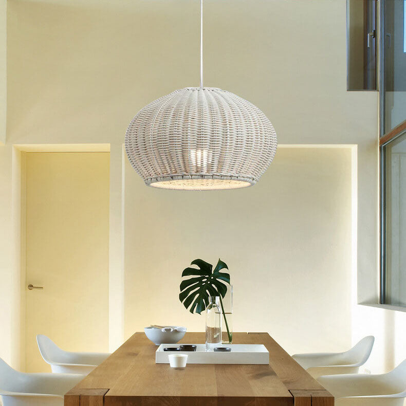 Japanese Minimalist Rattan 1-Light Pendant Light