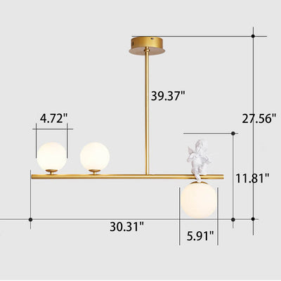 Nordic Luxury Long Glass Ball Angel Island Light 3/4 Light Chandelier