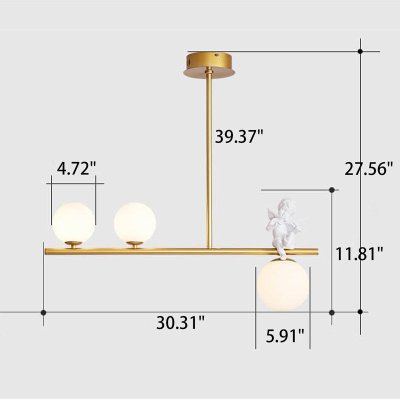 Nordic Luxury Long Glass Ball Angel Island Light 3/4 Licht Kronleuchter