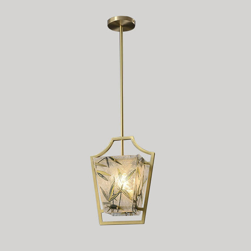 Full Copper Chinese Enamel Painted 1-Light Pendant Light