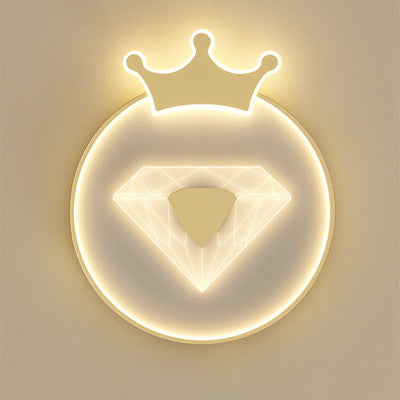 Plafonnier LED pour enfants avec abat-jour acrylique en forme de couronne ronde et diamant de simplicité créative 