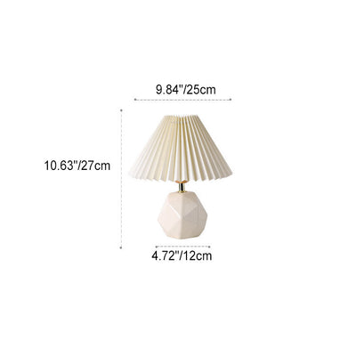 Contemporary Creative Pleated Fabric Shade Imitation Stone Base 1-Light Table Lamp For Bedroom