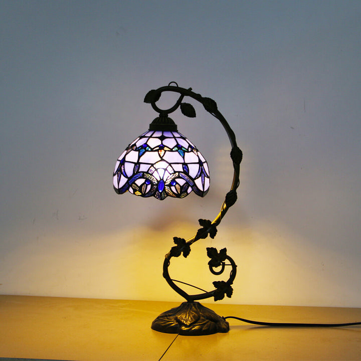 Traditional European Dragonfly Stained Glass Resin Vine 1-Light Table Lamp for Bedroom