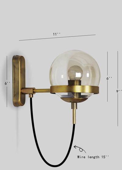 Glass Ball 1-Light  Globe Armed Sconce Lamp