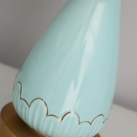 Modern Minimalist Vase Base Round Trapezoidal Ceramic Metal Fabric 1-Light Table Lamp For Bedroom