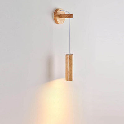 Nordische minimalistische Massivholz-Zylindersäulen-LED-Wandleuchte