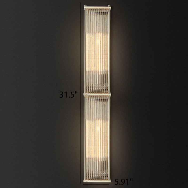 Modern Light Luxury Rectangular Hardware Glass 1-Light Wall Sconce Lamp