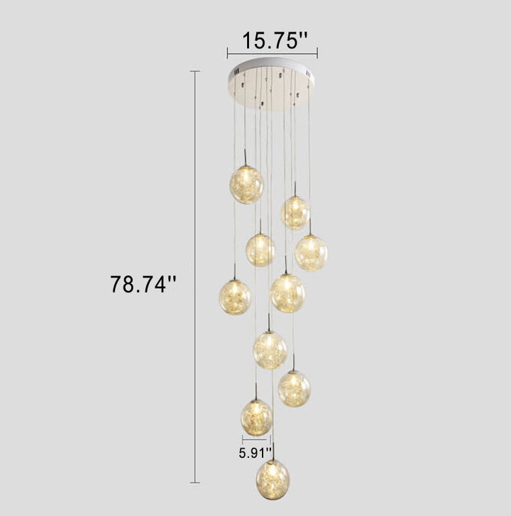Moderne Luxus-Treppe Glas Kugelschirm Loft Kronleuchter 