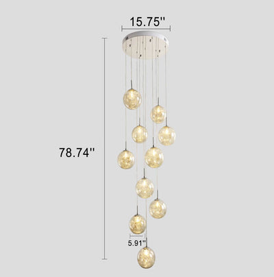 Modern Luxury Staircase Glass Ball Shade Loft Chandelier