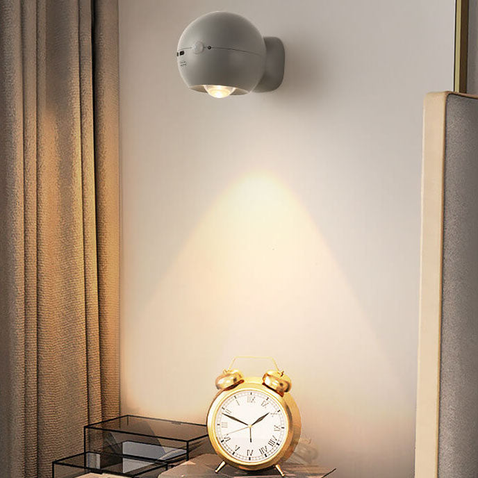 Lampe murale LED à protection oculaire rechargeable ronde et créative avec ventouse magnétique 