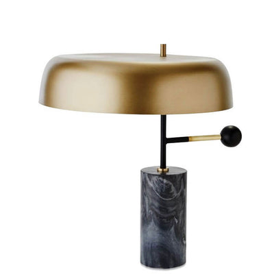 Lampe de table moderne avec base de colonne en marbre ombrée d'or et une lumière 