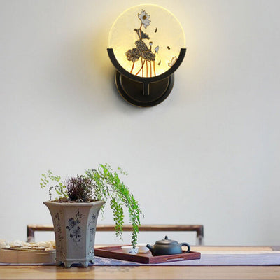 New Chinese Creative Enamel Mural Design LED Wall Sconce Lamp