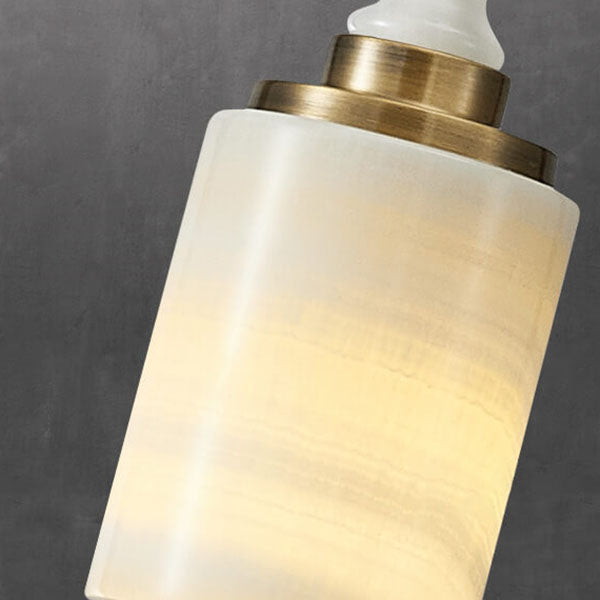 Modern Chinese Marble Column Brass 1-Light Pendant Light