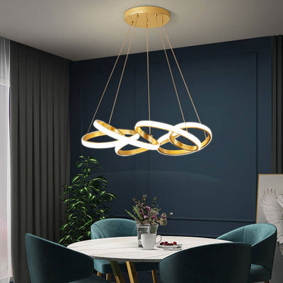 Moderner Luxus Gold Twisted Line Island Light LED Kronleuchter