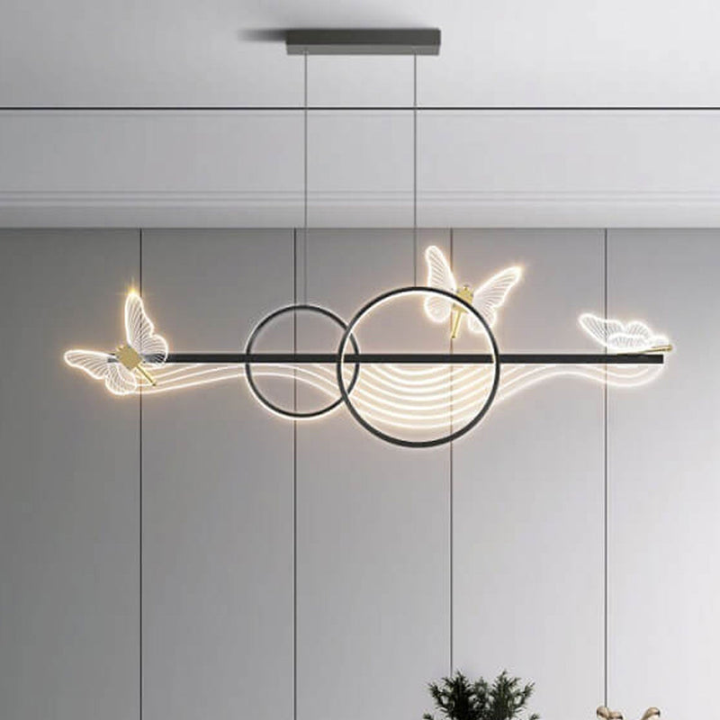 Nordic Light Luxury Butterfly Round Linear Island Light LED-Kronleuchter