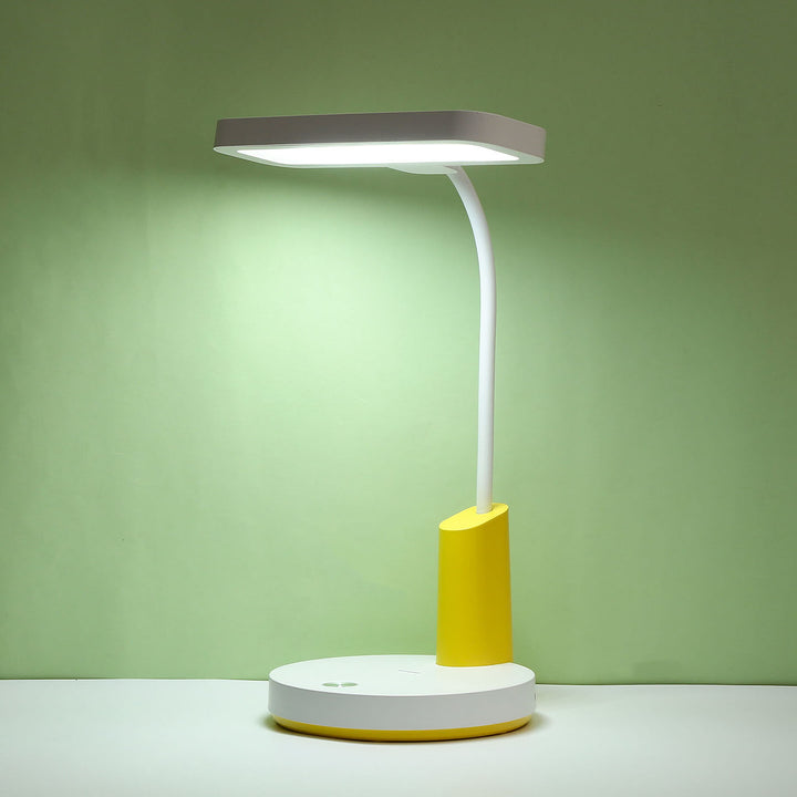 Modern Minimalist Plastic Long Shade Round Base Touch Charging LED Desk Lamp for Bedroom
