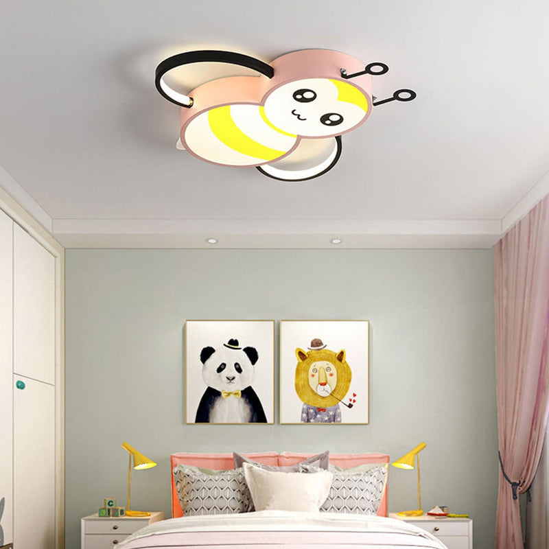 Nordic Childlike Cartoon Bee Design LED Flush Mount Light