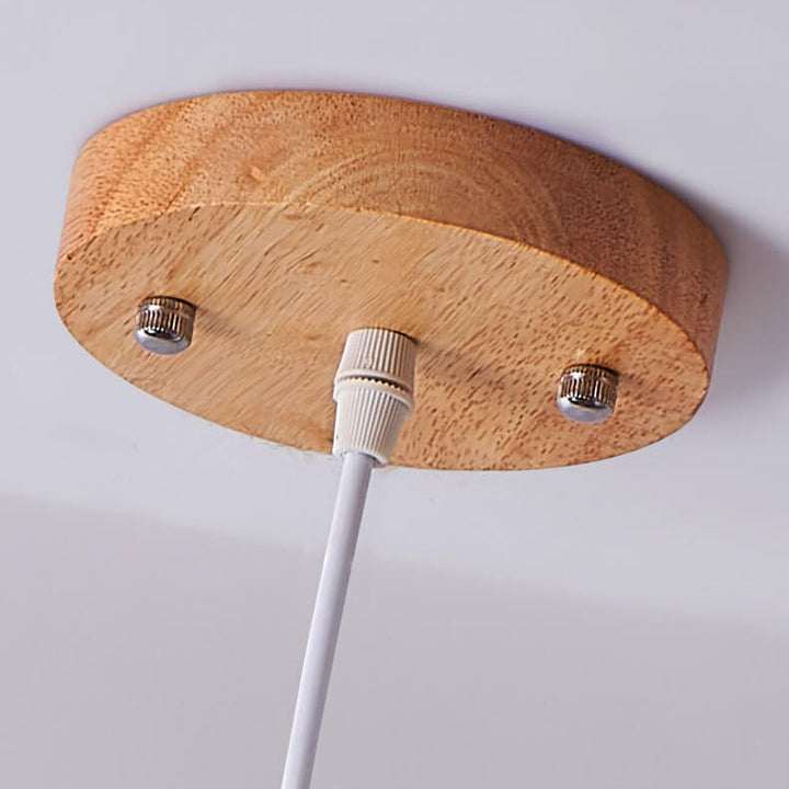 Moderne nordische Pendelleuchte mit Glas, Kautschukholz-Ring und Vogel-Design, 1-flammig, für das Wohnzimmer 