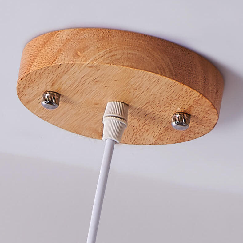 Nordic Minimalist Glass Wood Ring Bird Design 1-Light Pendant Light