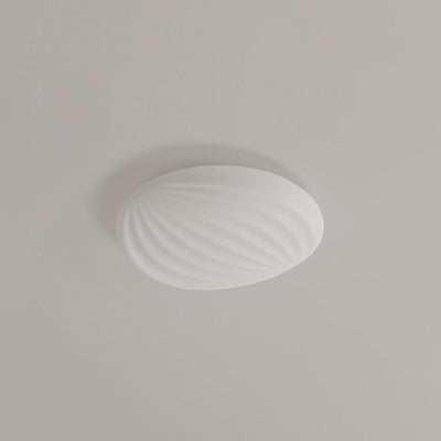 Modern Minimalist Milk White Acrylic Striped Round LED Flush Mount Ceiling Light