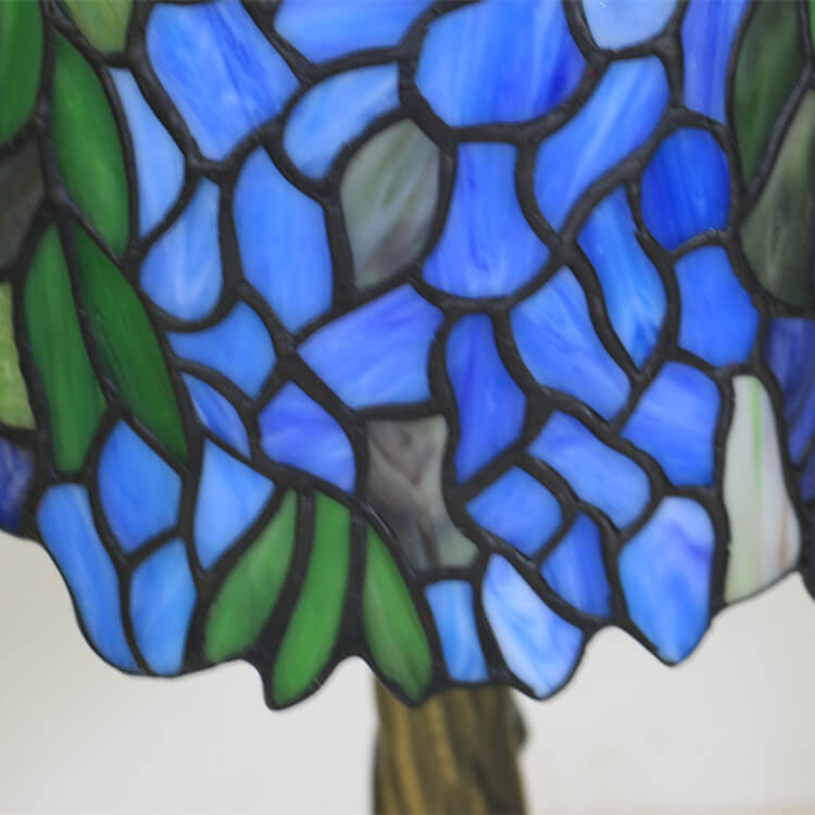 Abat-jour cylindrique en verre coloré Tiffany Fleur 1 lumière pour lampe de table 