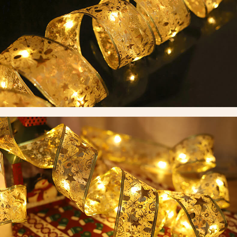 Lumières LED de Noël en fil de cuivre Rubans lumineux Nœud papillon Rubans lumineux Guirlande Accessoires Lumières décoratives 