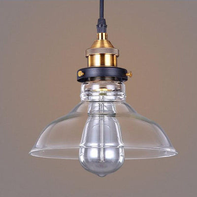 Vintage Gold Antique Brass Clear Barn 1-Light Pendant Light