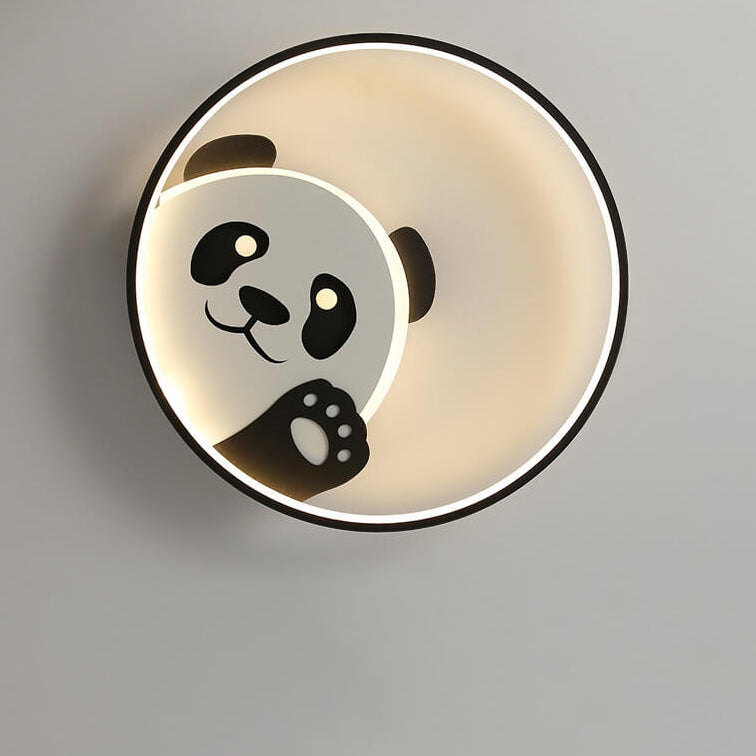 Cartoon Cute Panda Round LED Flush Mount Ceiling Light