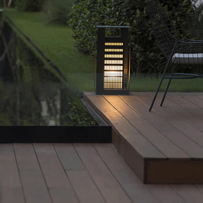 Solar Metal Square Shape Outdoor LED Lawn Patio Floor Lamp