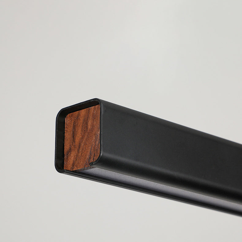 Modern Minimalist Walnut Aluminum Straight Line LED Island Light Chandelier For Dining Room