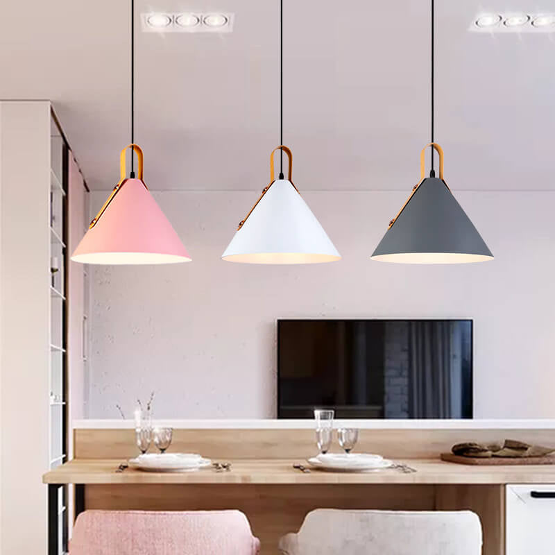 Nordic Minimalist Macaron Color Cone 1-Light Pendant Light