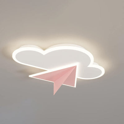 Creative Cartoon Clouds Airplane LED Kids Flush Mount Ceiling Light